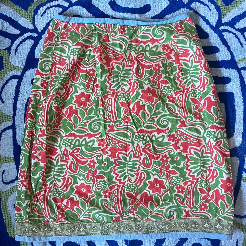 Vintage Roxy/Quicksilver Floral Green and Red Skirt